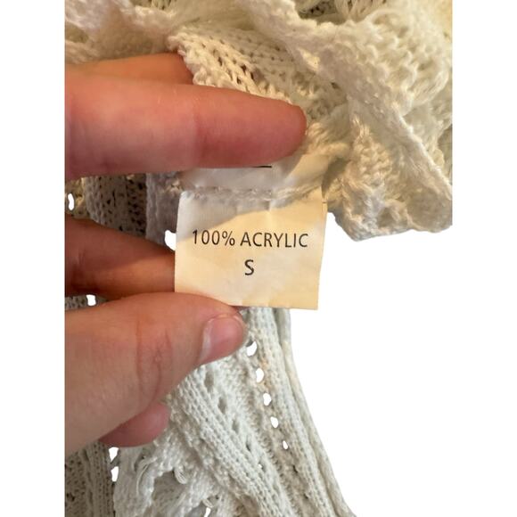 Women’s Cream Crochet Knit Bathing Suit Cover Up Tank Dress Size Small Beachwear - Picture 4 of 8
